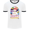 Trippy Christmas LSD Santa Magic Mushrooms Xmas Mens Ringer T-Shirt White/Black