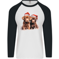 Chocolate Labrador Christmas Puppies Xmas Mens L/S Baseball T-Shirt White/Black