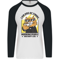 Cats I'm One of Those Morning People Funny Mens L/S Baseball T-Shirt White/Black