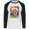 Christmas Destructive Santa Japan Anime Xmas Mens L/S Baseball T-Shirt White/Black