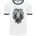 A Rasta Lion With Dreadlocks Jamaican Reggae Mens Ringer T-Shirt White/Black