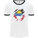 Torn Antigua and Barbuda Flag Day Football Mens Ringer T-Shirt White/Black