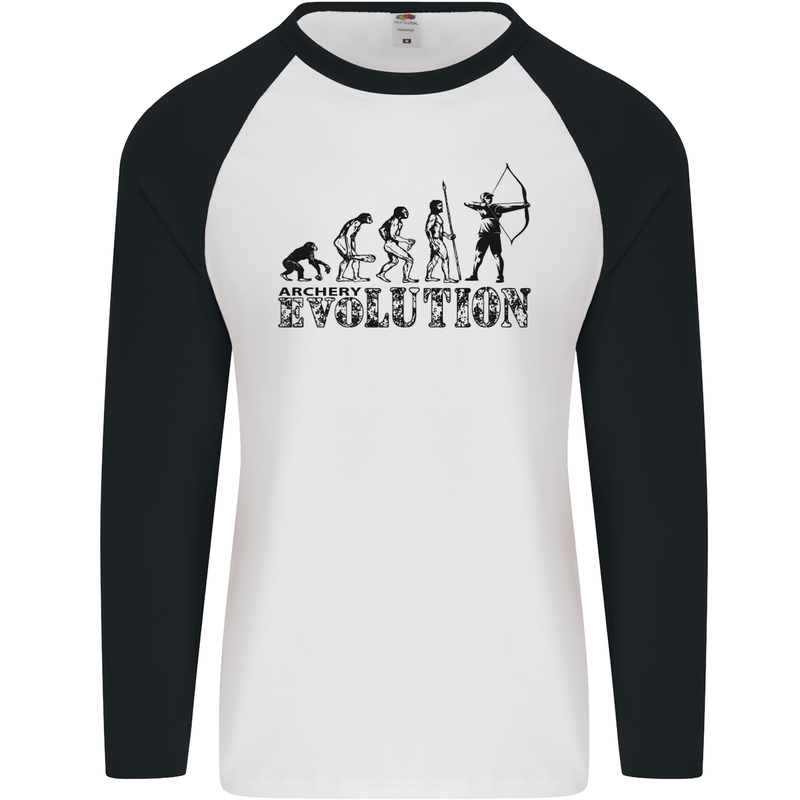 Evolution of an Archer Funny Archery Archer Mens L/S Baseball T-Shirt White/Black