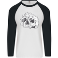 A Skull Made of Cats Mens L/S Baseball T-Shirt White/Black