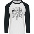 Bike Ride Cycling Cyclist Bicycle Road MTB Mens L/S Baseball T-Shirt White/Black