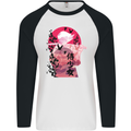 Anime Samurai Woman With Sword Mens L/S Baseball T-Shirt White/Black