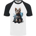 Yorkshire Terrier Splash Yorkie Dog Mens S/S Baseball T-Shirt White/Black