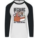 Mechanic in Training Funny Mens L/S Baseball T-Shirt White/Black