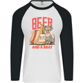 Beer and a Brat Funny Dog Alcohol Hotdog Mens L/S Baseball T-Shirt White/Black