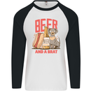Beer and a Brat Funny Dog Alcohol Hotdog Mens L/S Baseball T-Shirt White/Black