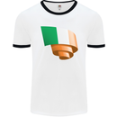 Curled Ireland Flag Irish St Patricks Day Football Mens Ringer T-Shirt White/Black