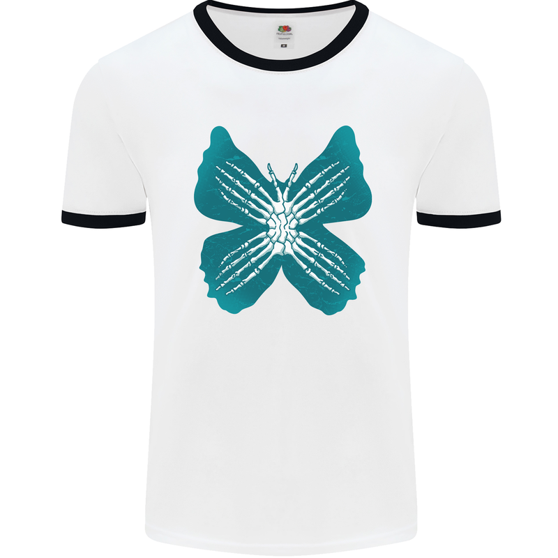 Butterfly Hands Mens Ringer T-Shirt White/Black