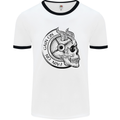 No Pain No Gain Devil Skull Gym Training Mens Ringer T-Shirt White/Black