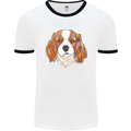 A Colourful King Charles Spaniel Dog Mens Ringer T-Shirt White/Black