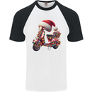 Christmas Scooter Xmas Hat MOD Moped Mens S/S Baseball T-Shirt White/Black