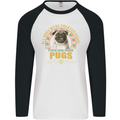 A Pug Dog Mens L/S Baseball T-Shirt White/Black