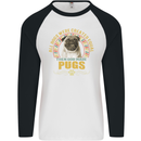 A Pug Dog Mens L/S Baseball T-Shirt White/Black