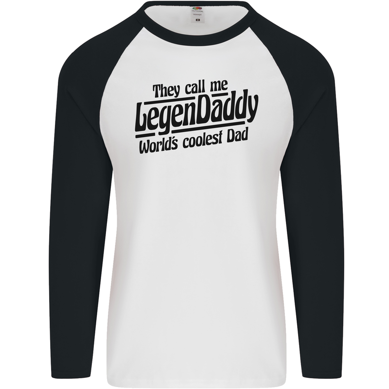 Legendaddy Funny Father's Day Daddy Mens L/S Baseball T-Shirt White/Black