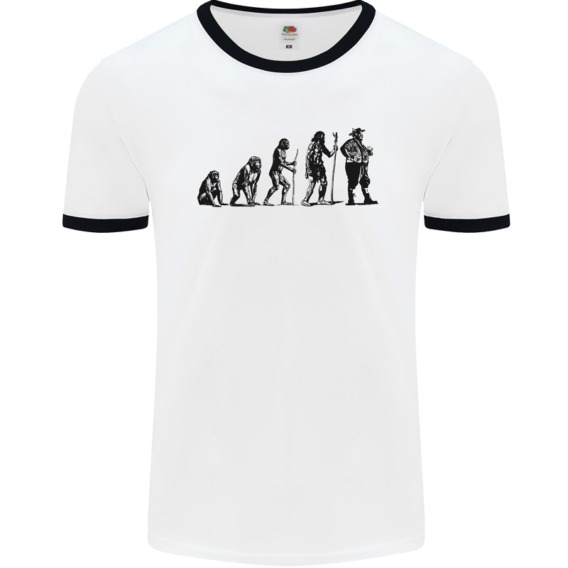 Bavarian Beer Evolution Oktoberfest Mens Ringer T-Shirt White/Black