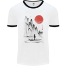 A Japanese Boat at Sunset Mens Ringer T-Shirt White/Black