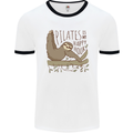 Pilates My Happy Hour Funny Yoga Sloth Mens Ringer T-Shirt White/Black