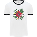 Torn Dominica Flag Dominican Day Football Mens Ringer T-Shirt White/Black