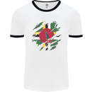 Torn Dominica Flag Dominican Day Football Mens Ringer T-Shirt White/Black