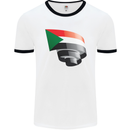 Curled Sudan Flag Sudanese Day Football Mens Ringer T-Shirt White/Black