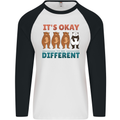 Panda Bear LGBT It's Okay to Be Different Mens L/S Baseball T-Shirt White/Black