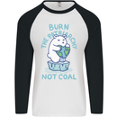 Environment Burn the Patriachy Not Coal Mens L/S Baseball T-Shirt White/Black