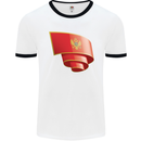 Curled Montenegro Flag Montenegrin Day Football Mens Ringer T-Shirt White/Black
