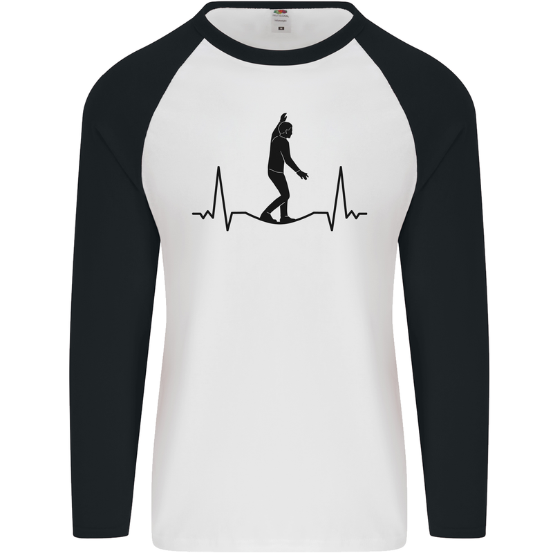 Tightrope Walking Walker Funambulism Mens L/S Baseball T-Shirt White/Black