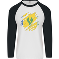 Torn Saint Vincent and Grenadines Flag Football Mens L/S Baseball T-Shirt White/Black