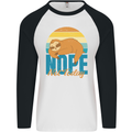 Sloth Nope Not Today Funny Lazy Mens L/S Baseball T-Shirt White/Black