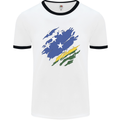 Torn Solomon Islands Flag Day Football Mens Ringer T-Shirt White/Black