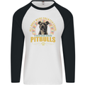 A Pitbull Dog Mens L/S Baseball T-Shirt White/Black