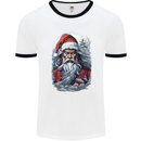 Christmas Samurai Shogun MMA Warrior Mens Ringer T-Shirt White/Black