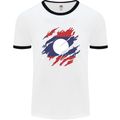 Torn Laos Flag Laotian Day Football Mens Ringer T-Shirt White/Black