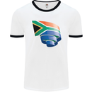 Curled South African Flag Africa Day Football Mens Ringer T-Shirt White/Black