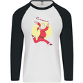 Santa Baton Twirling Christmas Gymnastics Xmas Mens L/S Baseball T-Shirt White/Black