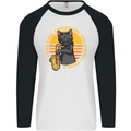 I Like Cats, Saxophones & Maybe 3 People Mens L/S Baseball T-Shirt White/Black