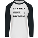 Motorcycle I'm a Biker When My Wife Funny Mens L/S Baseball T-Shirt White/Black
