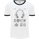 Headphones Patent Blueprint Dance Music DJ Mens Ringer T-Shirt White/Black