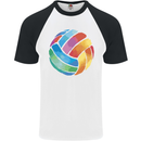 Volleyball Watercolour Mens S/S Baseball T-Shirt White/Black