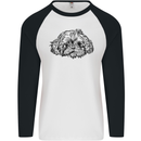 Shih Tzu Drawing Dogs Mens L/S Baseball T-Shirt White/Black