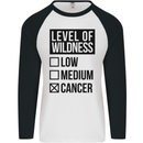 Levels of Wildness Cancer Mens L/S Baseball T-Shirt White/Black
