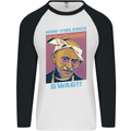 Ghandi Parody Gangsta Rap Music Hip Hop Mens L/S Baseball T-Shirt White/Black