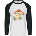A Frog Under a Toadstool Umbrella Toad Mens L/S Baseball T-Shirt White/Black