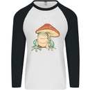 A Frog Under a Toadstool Umbrella Toad Mens L/S Baseball T-Shirt White/Black