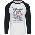 Motorcycle Legend Biker Motorcycle Chopper Mens L/S Baseball T-Shirt White/Black